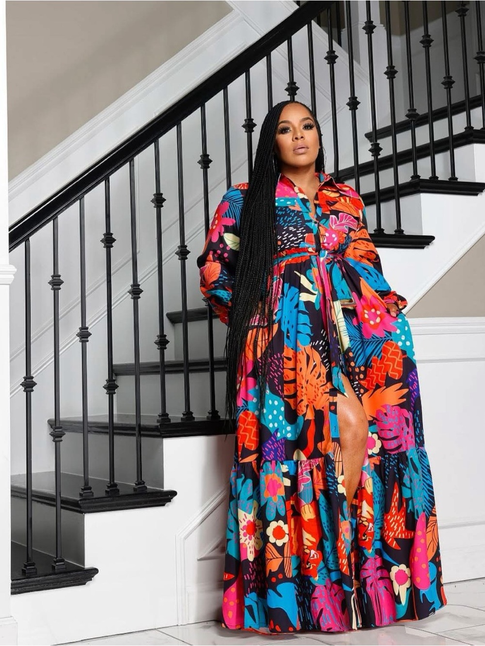 Vibrant Floral Maxi Dress - Multicolor
